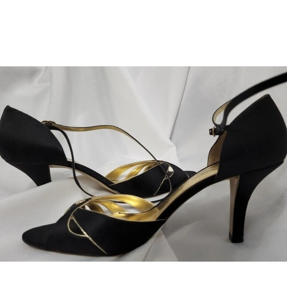 Enzo Angiolini‎ black gold two tone wrap around ankle and buckle. Size 9.5 - Picture 2 of 12